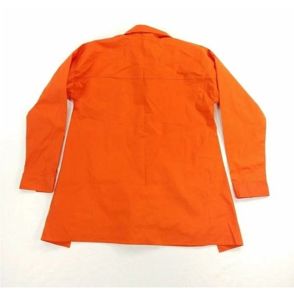 Eileen Fisher Top XS Orange Coral Long Sleeve Button Shirt Organic Cotton Blend - Picture 15 of 15